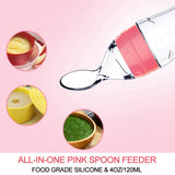 2 Pcs Silicone Supplement Dispensing Squeeze Type Feeding Baby Food Spoon Bottle 120Ml Pink