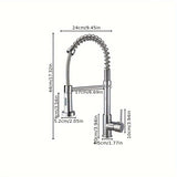 1pc All Copper Spring Single Handle Single Hole Rotary Faucet, Sink Bathroom Drawing Black Electroplated Low Pressure Faucet, Household Replacement Accessories