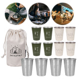4Pcs 350ml Camping Beer with Bag Coffee Milk Tumblers 304 Stainless Steel Portable Water Cup for Outdoor Barbecue