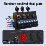 DaierTek Marine Boat Waterproof 8 Gang 12V Rocker Switch Panel Blue LED Lighted for Automotive Car Truck