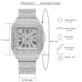 PINTIME Luxury Men's Crystal Watch Full Bling Diamond Analog Quartz Watches for Man Stainless Steel Strap Waterproof Wristwatch