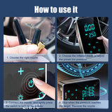 Car Tire Iator LCD Display Smart Air Compressor High Precision Electronic Iatable Pump 1800MAH For Motorbike Vehicle
