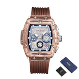 PINTIME Fashion Men's Watch Classic Tonneau Style Military Watches Sport Chronograph Lumious Date Quartz Wristwatch