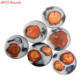 6PCS/Set Resin Pine Coasters Heat Resistant Placemats Drink Mat Tea Coffee Cup Pad Waterproof Non-Slip Creative Decor Natural