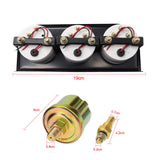 52mm Electronic Triple Kit Oil Pressure Water Temperature Gauge Voltmeter 3 in 1 Car Motorcycle Meter