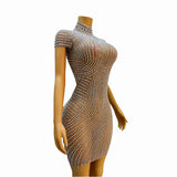 2024 Autumn New Chinese Half High Neck Qipao Full Diamond Zipper Style Ladies Banquet Party Dress