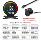 HD TFT OBD P15 HUD Digital Smart Head Up Display Speedometer OBD2 Turbo Boost Pressure Meter Alarm Oil Gauge Code Reader