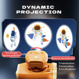 Lovely Cartoon Watch Fan USB Charging Astronaut Cartoon Dynamic Projection Flashlight Portable Handheld Wrist-held Bladeless Fan