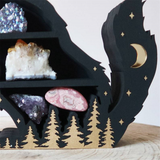 Wolf Crystal Display Shelf Wooden Essential Oil Storage Rack Wall Hanging Decor Living Room Organizer Ornaments