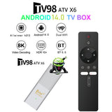 Android 14 TV98 ATV X6 Stick Support 8K Video BT5.0 WiFi 6 2GB 8GB Allwinner H313 Quad Core Voice Remote Smart TV Box