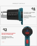 2000W hot air gun KIT set LCD Display Temperature and wind speed control Hot Air Heat Gun for Soldering Thermal Blower