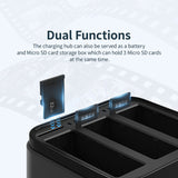 aMagisn AA10 3-slot Battery Charger Type-C Fast Charging Case Card Slots Sports Camera for DJI OSMO Action 4/3 Batteries