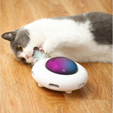 Cute Smart Teaser UFO Turntable Catching Training Toys USB Charging Interactive AUTO Pet Toy