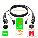 Electric Vehicle Adapter Type2 Female To Male Plug 250V/480V 16A/32A Ev Car Charging Converter Cable