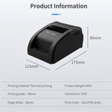 Bisofice Desktop 58mm Thermal Receipt Wired Barcode Printer USB Connection with 1 Roll Paper Inside Support ESC Command