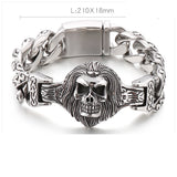 Vintage Distressed Skull Floral Men's Titanium Steel Bracelet