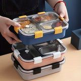 1pc, Lunch Box, 304 Stainless Steel Bento Box, 3 Compartment Food Container, For School Students And Office Workers