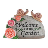 Solar Powered Garden Statue Snail House Figurine Light LED Welcome Sign Ornament Outdoor Courtyard Decor