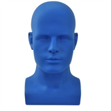 Male Mannequin Professional Manikin Head for Wigs Hats Headphone Display Stand (Matte Blue)