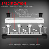 DaierTek 12V Distribution Block 6 #8 (M4) Screw 4 x 5/16" (M8) Terminal Stud Marine Battery Bus Bar