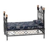 1: 12 Dollhouse Miniature Bedroom Furniture Metal Bed With Mattress Accessory Toy