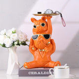 1pc Black Bulldog Mother And Son Statue, Resin French Bulldog Key Holder, Creative French Home Decor Centerpiece For Entryway Key Bowls, Office Candy Bowls, Cool French Bulldog Desktop Decorations