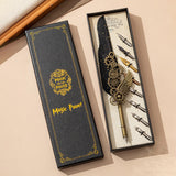 Retro Feather Dip Set Vintage Quill Pen Steampunk nical Style Calligraphy Writing Signature with 8 Replacement Nibs