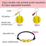 Acrylic Keychains And 12 Pcs Softball Bracelets Decorations For Sportsmen Team School Souvenir Party