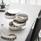 Jewelry Rotating Multi-Layer Flannel Dust-Proof Earrings Necklace Ring Storage Box