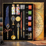 17pcs Antique Sprinkg Feather Dip Pens Ink Vintage Calligraphy Pen Set Fountain Art Supplies Crafts Gifts for Student DIY