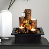 1pc Tree Stump Shape USB-powered Desktop Fountain Furniture Decoration Multi-functional 3-layer Design Soothing Desktop Fountain, Candles Holder Lovers Gift, Wedding Gift, Office Livingg Room Home Decor