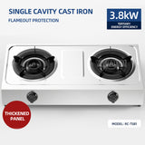 Household Strong Fire Stainless Steel Double Gas Stove - Desktop for Kitchen
