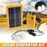 3W Solar Panel Emergency Kit - 4-Head USB Charger Cable & 2 LED Bulbs for Outdoor Camping & Hiking
