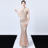 Sequined Party Dress Long Banquet Slim Fishtail