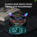 Wireless Bluetooth Speakers Cool Little Devil Look Mini Desktop Subwoofer Portable Radio Stereo Sound Speaker With LED Time Display