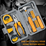 24Pcs Household Repair Kit Multi-Purpose Home Hand Tool Storage Case Durable Hammer and Allen Key Set with