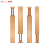 2/4PCS Adjustable Bamboo Drawer Dividers Bedroom Kitchen Drawer Storage Expandable Drawer Dividers For Cupboard Cabinet Wardrobe