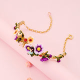 Hand Painted Enamel Flower Bracelet Personality Temperament Bee Girl Heart Bracelet