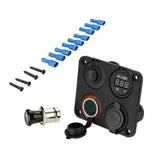 DIY Four Hole Panel Base Dual USB Voltmeter Cigarette Lighter + ON-OFF Button Switch for Car Truck Motorcycle Boat ATV