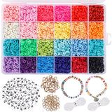4800 Piece Clay Polymer Flat Round Set,130 Pieces Of Letter Beads Lobster Clasp And Jump Ring, Suitable For DIY