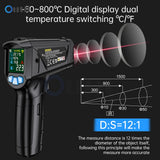 Digital Infrared Non-contact Pyrometer Laser Dual Switching Temperature Meter Industrial Thermometer