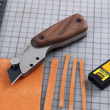 Nattools Professional Leather Cutting Knives Replaceable Trapezoid Blade DIY Handmade Leathercraft Tools Black Walnut Handle