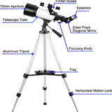 70mm Aperture 400mm Focal Length for Adults Astronomy Travel Refractor Telescope with Carry Bag, Gift for Kids