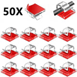 50PCS Adhesive Clips Clear Outdoor Management Wire Organizer Cord Holder for Under Desk Car Wall TV Cable