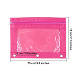 8 Pcs 3 Ring Zipper Colorful Fabric Pencil Case Sturdy and Durable Binder Pouch with Clear Window