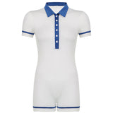 American Contrast Color Binding Tape Casual Jumpsuit Women