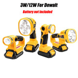 3W/12W Emergency LED Work Light Flashlights Electric Torch Outdoor Portable Lamp for 14.4V-20V Li-ion Battery