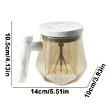 1set 400ML Electric Self Stirring Coffee Mug With Lid, Portable Glass Mug, High Speed Self Stirring Coffee Mixing Cup For Dining Rooms Gyms Parks School, Summer Winter Drinkware