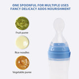 2 PCS Silicone Food Dispensing (120Ml, Ideal 4 Months Babies) Squeeze Feeder With - Spoon Bottle For Baby
