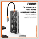 USB C hub 10 in 1 docking station Type-C to PD HD-MI USB3.0*3 SD TF ethernet RJ45 1000M VGA AUDIO 3.5mm For Laptop